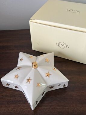 NWT Lenox Star Covered Candy Dish White and Gold Home Decor New in Box